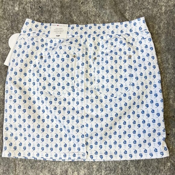 Intro Love the Fit Rose Skort 10P Petite Power Stretch Nautical Sailboat Print - Picture 11 of 16